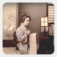 Geisha japonesa vintage - Pegatina escritor de let