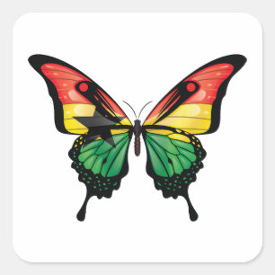 Cuadrada Ghana: Pegatina de la bandera de la mariposa