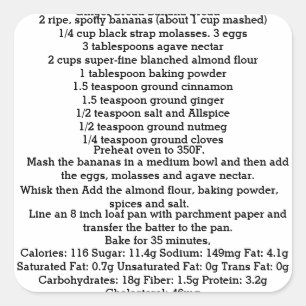 Cuadrada Ginger Banana Bread Gluten Free Square Pegatina