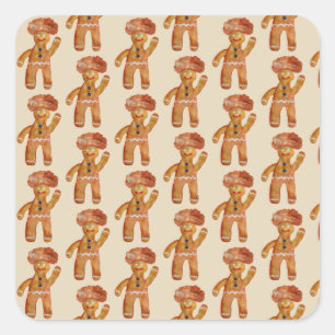 Cuadrada Gingerbread Man Pegatina