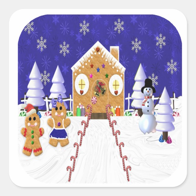 Cuadrada Gingerman Pegatina Set (Anverso)