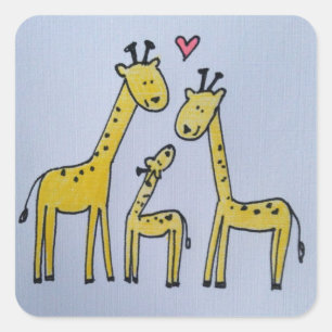Cuadrada Giraffe Family pegatina