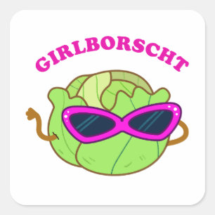 Cuadrada Girlborscht Fabulous Vegetable Pun Pegatina