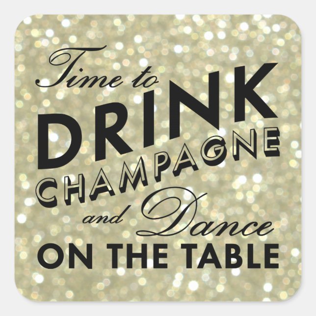 Cuadrada Glamoroso Pegatina de oro (Anverso)