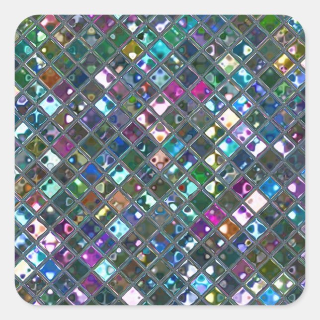 Cuadrada Glitz Tiles multicolor 2 pegatina de impresión cua (Anverso)
