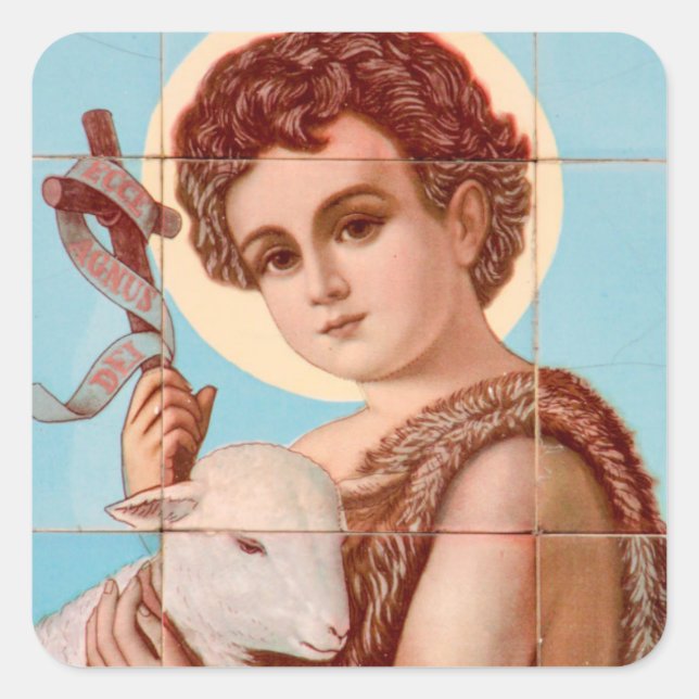 CUADRADA GLORIA AL PEGATINA DE LA RONDA CLÁSICA DE LAMB (Anverso)