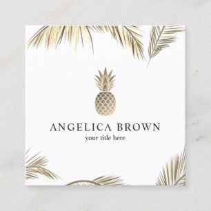 Cuadrada Gold Pineapple - tarjeta de visita tropical