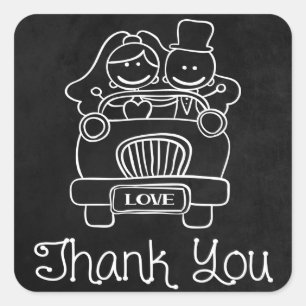 Cuadrada Gracias a Chalkboard Bride & Groom Boda Pegatina