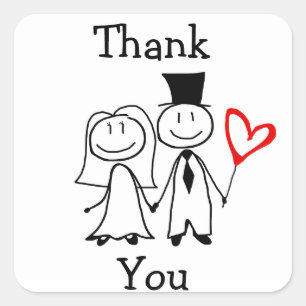Cuadrada "Gracias a tu Pegatina por las tarjetas de Boda
