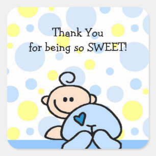 Cuadrada Gracias OH CHICO pegatina cuadrado de Baby Shower