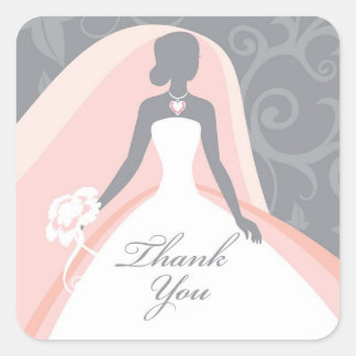 Cuadrada Gracias Pegatina Bridal Shower