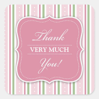 Cuadrada Gracias Pegatina de Baby Shower