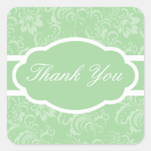 Cuadrada Gracias Pegatina (verde sofisticado)