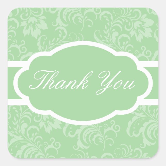 Cuadrada Gracias Pegatina (verde sofisticado) (Anverso)