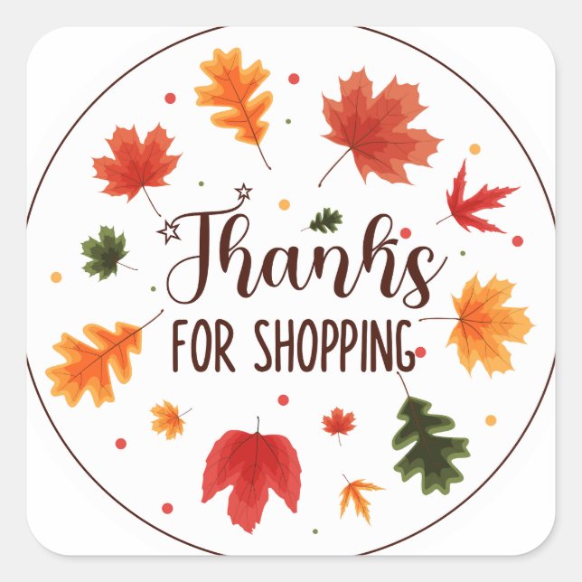 Cuadrada Gracias por la Pegatina de compras (Anverso)