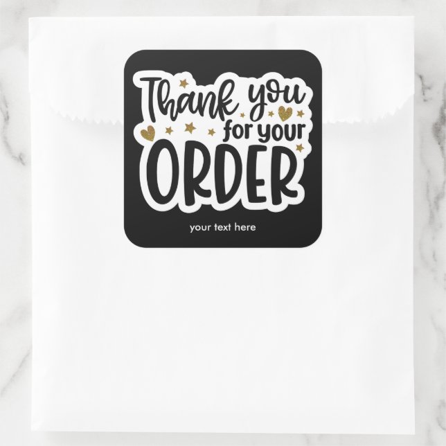 Cuadrada Gracias por tu pegatina de pedidos (Bolso)