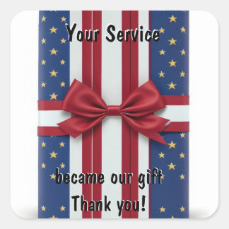 Cuadrada Gracias por tu Pegatina de servicio