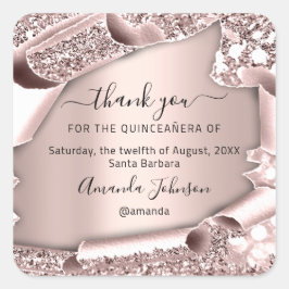 Cuadrada Gracias QUINCEAÑERA Dulce Rosa Pegatina cuadrado