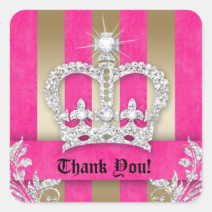 Cuadrada Gracias Stripes Pegatina Jewelry Pink Crown Gold