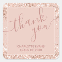 Graduación de Purpurina Rosado Gracias Pegatina Cu