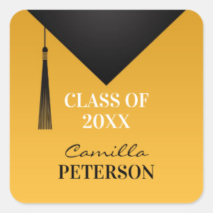 Cuadrada Graduación Gracias Gorra negra Tassel Pegatina