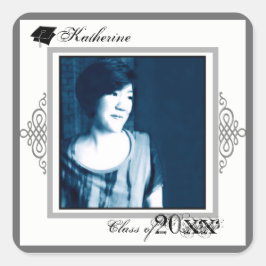 Cuadrada Graduación Pegatina cuadrado Añadir foto 1