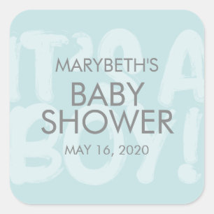 Cuadrada Graffiti azul Baby Shower Favor Pegatina
