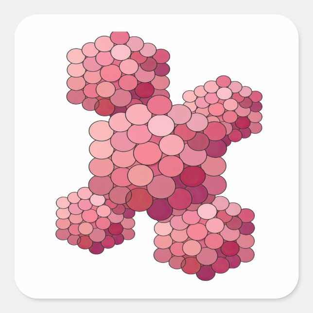 Cuadrada Gráfico de pegatina abstracta rosa animada (Anverso)