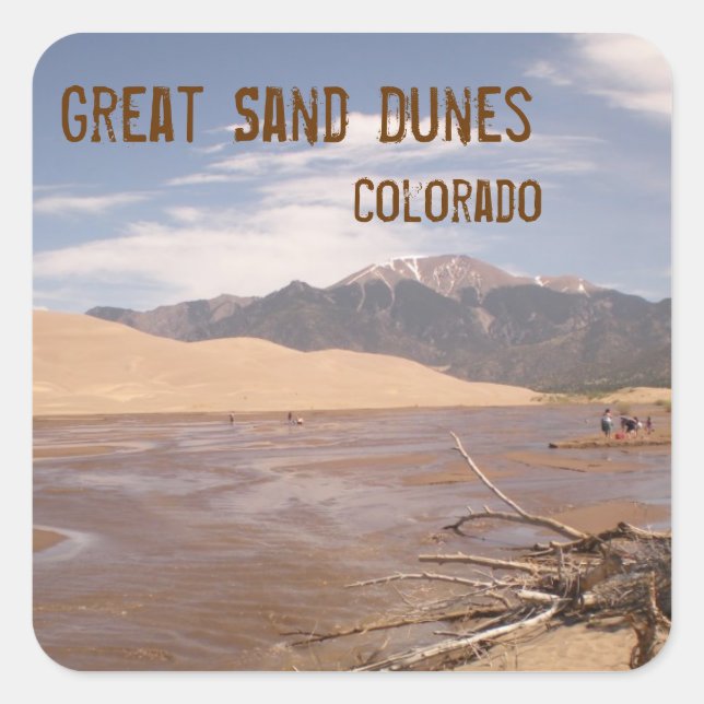 Cuadrada Gran pegatina de Dunas de Arena Colorado (Anverso)