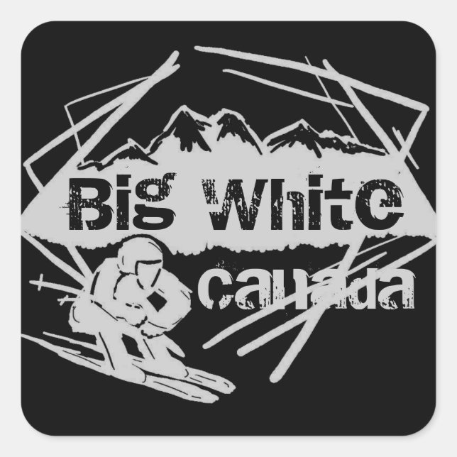 Cuadrada Gran pegatina de esquí de Canadá Blanco (Anverso)