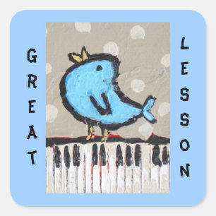 Cuadrada gran pegatina del estudiante del piano de la
