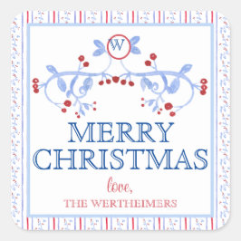 Cuadrada Gran Pegatina del Milenio del Azul Rojo