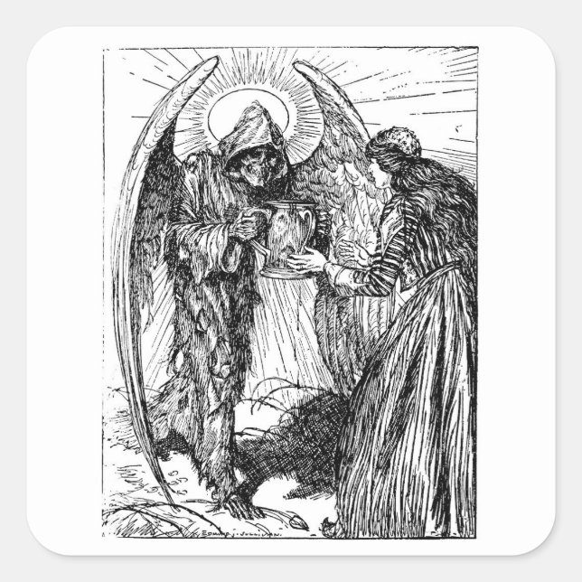 Cuadrada Grim Reaper pegatina (Anverso)