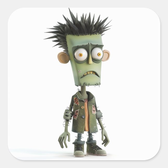 Cuadrada Grumpy Zed - Pegatina de Moody Ghoul (Anverso)