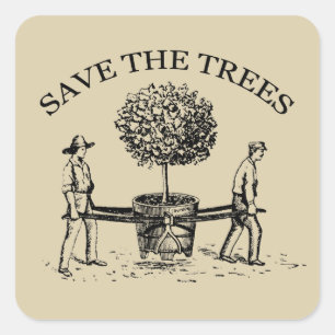 Cuadrada Guardar el Pegatina de Ilustracion de vintage de á