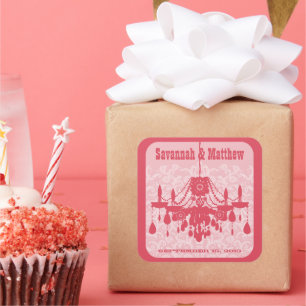 Cuadrada Guardar el Pegatina del Boda de candelabros de fec