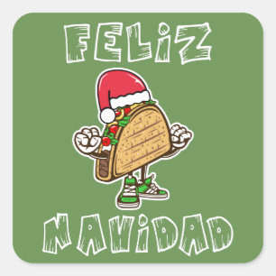 Cuadrada Guay Feliz Navidad Santa Taco Pegatina