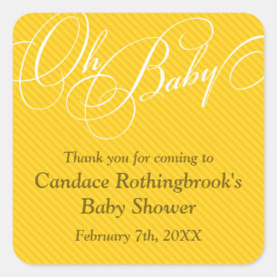 Cuadrada Guión diagonal en Pegatina Baby Shower Gold