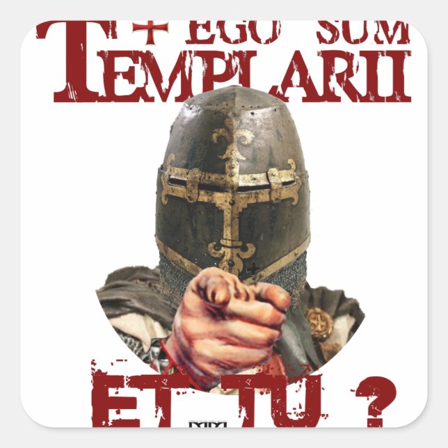 Cuadrada Haces pegatina de templario ego Sum templarii Et? (Anverso)