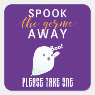 Cuadrada Halloween pegatina púrpura de los gérmenes