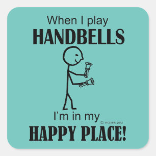 Cuadrada Handbells Happy Place Square Pegatina