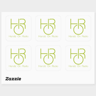 Cuadrada Handz On Radio Green Pegatina con logotipo