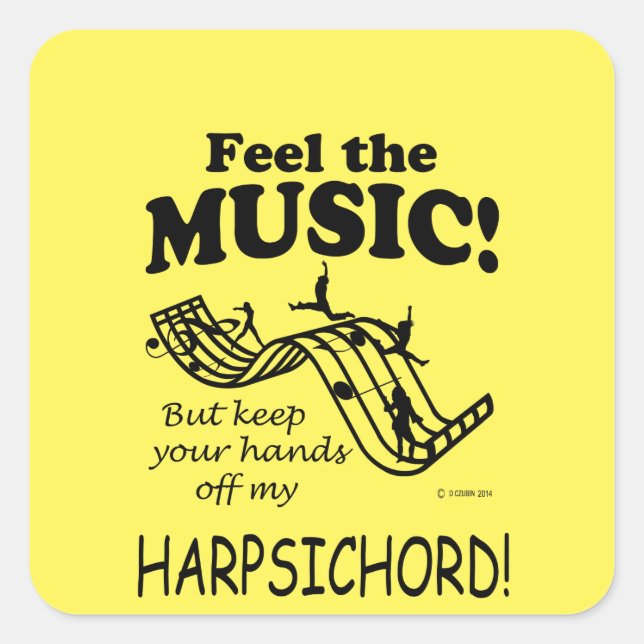 Cuadrada Harpsichord Siente Al Pegatina De Music Square (Anverso)