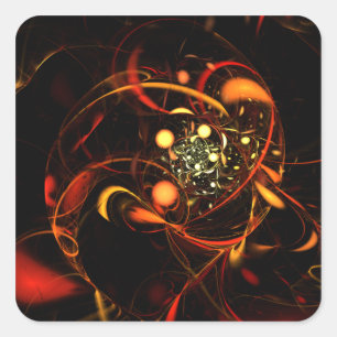 Cuadrada Heartbeat Abstract Art Square Pegatina