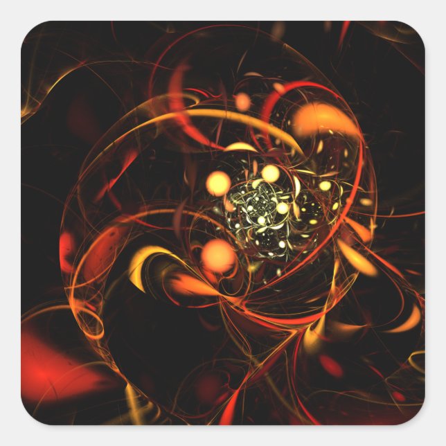 Cuadrada Heartbeat Abstract Art Square Pegatina (Anverso)