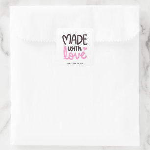 Cuadrada Hecho con amor Pegatina personalizado de plaza ros