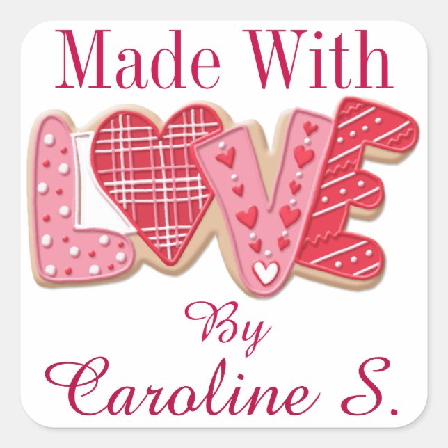 Cuadrada Hecho con amor Pegatina - SRF (Anverso)
