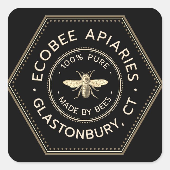 Cuadrada Hecho por el Pegatina Apiary de Bees (Anverso)