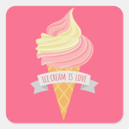 Cuadrada helado es arte de palabra de amor pegatina de comi