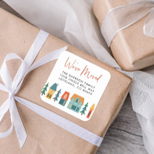 Cuadrada Hemos mudado al Pegatina de vacaciones